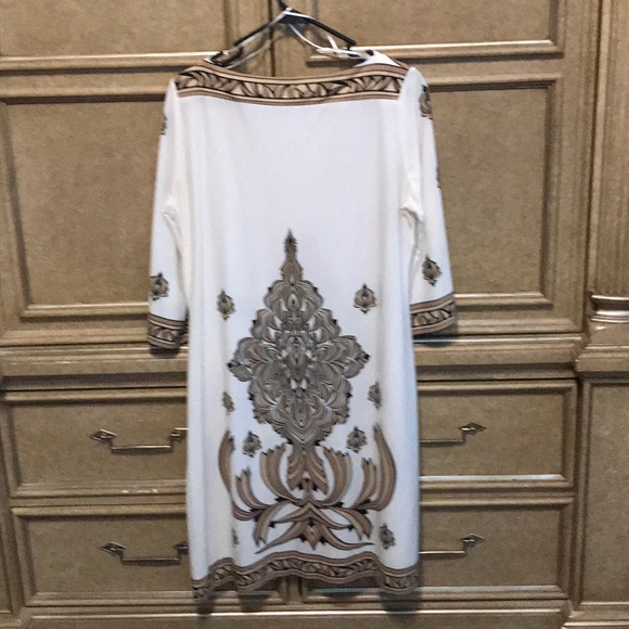 IVORY BLACK BEIGE TUNIC DRESS - Picture 3 of 4